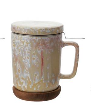 10 oz. Mug with Strainer, Lid & Saucer