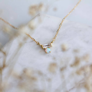 Mini CZ Opal Necklace - Gold Filled 