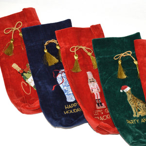 Nutcracker Embroidered Red Wine Bag