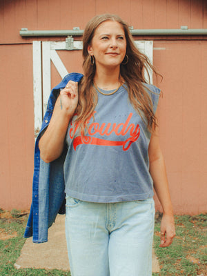 Howdy, Western Boxy Cropped Muscle Tank