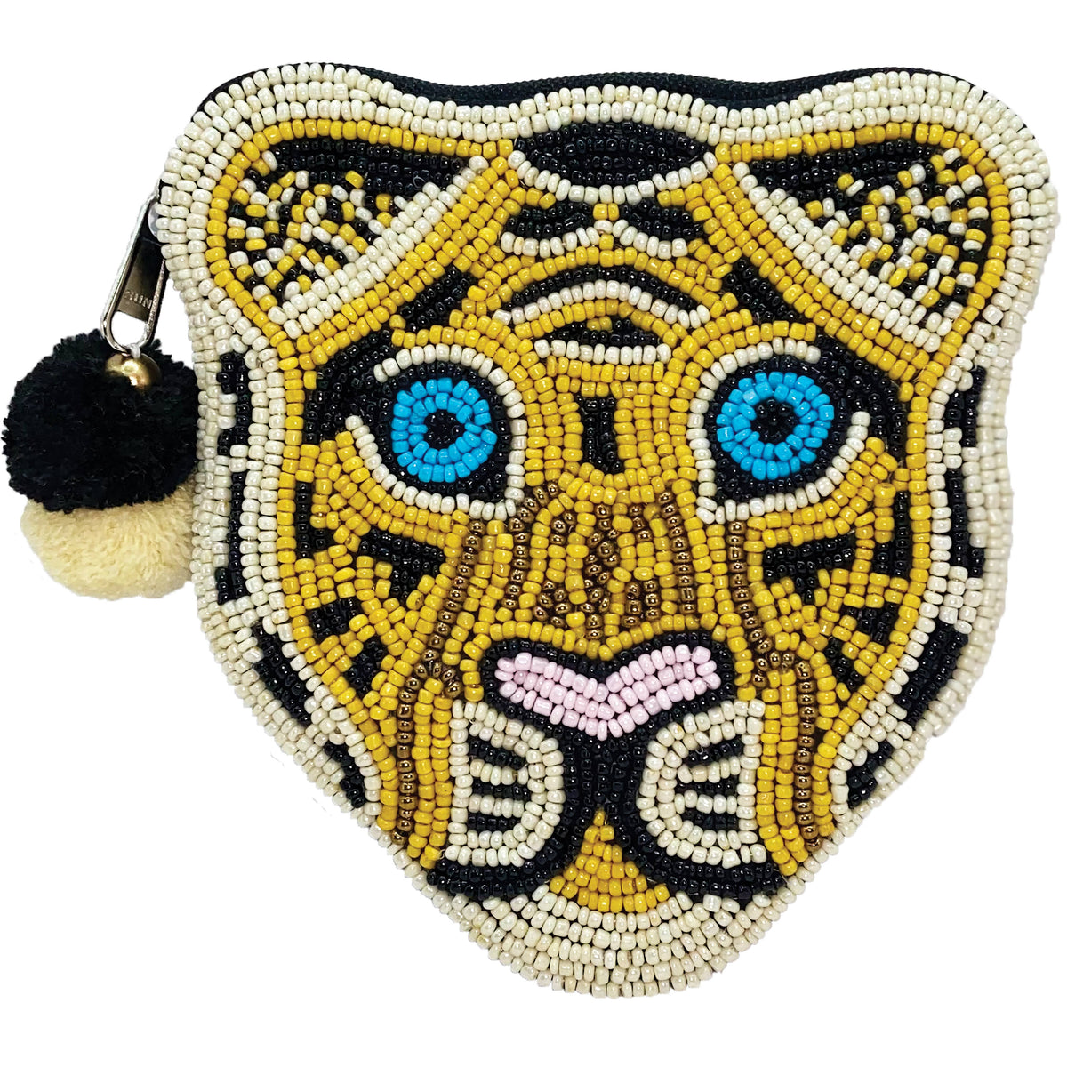 TIGER FACE BEADED COIN POUCH