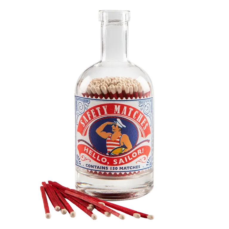 Hello Sailor Match Bottle | Glass Bottle - Safety Matches