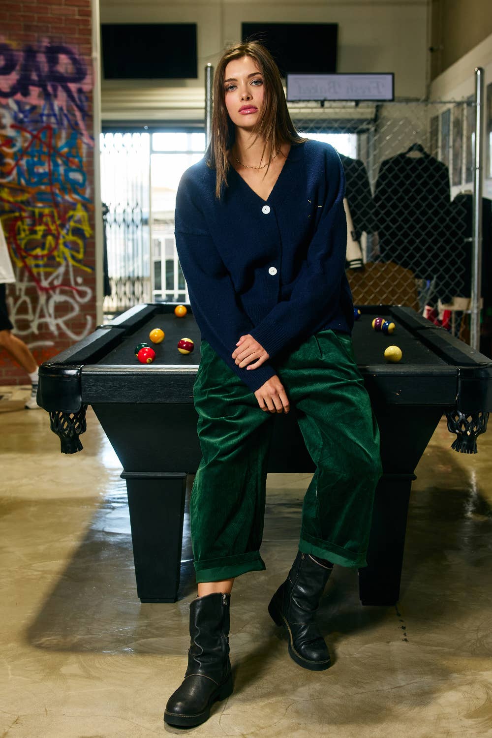 Embroidered "Lucky Duck" V-Neck Cardigan