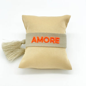 AMORE statement bracelet woven, embroidered