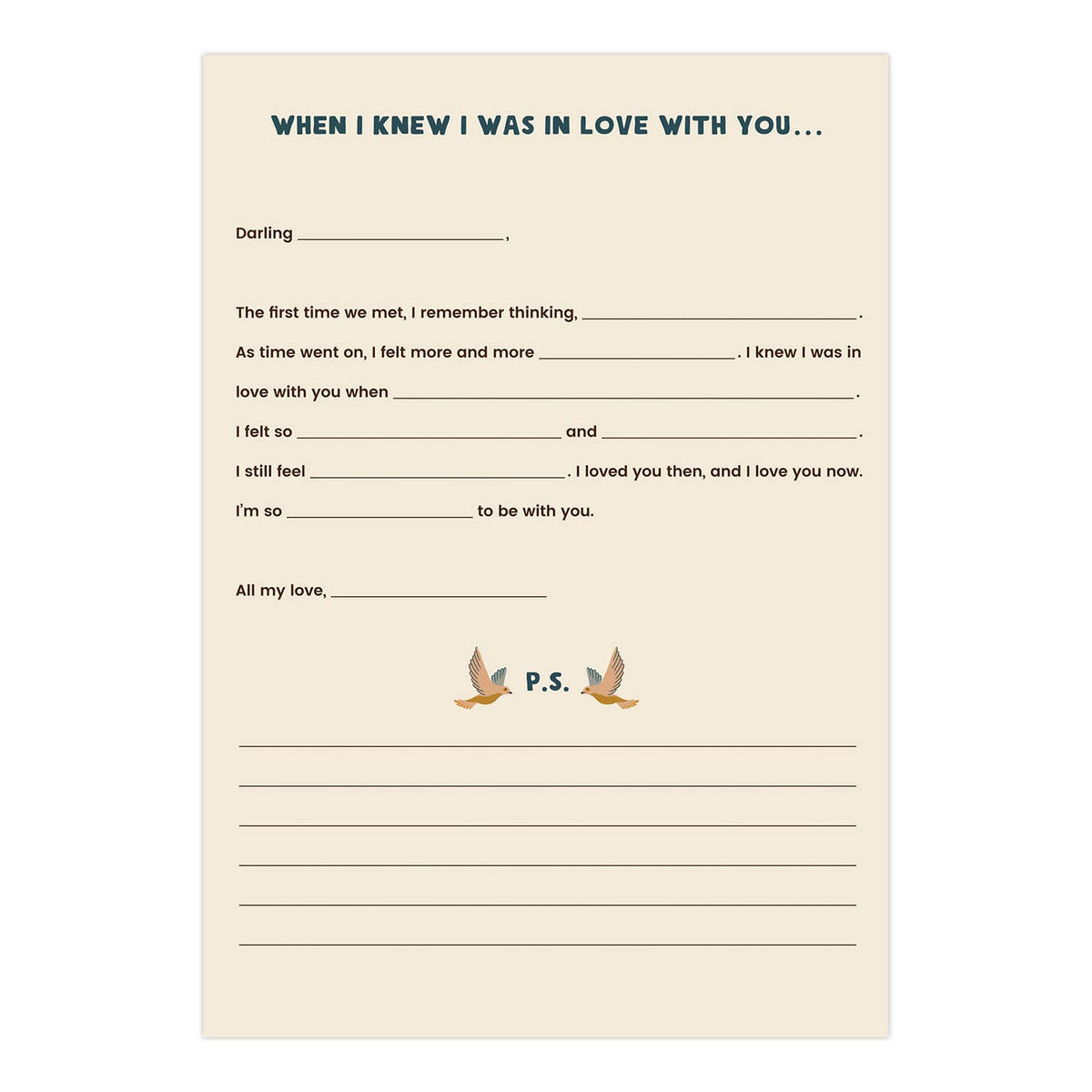 A Box of Love Fill in the Blank Read Me When Letters