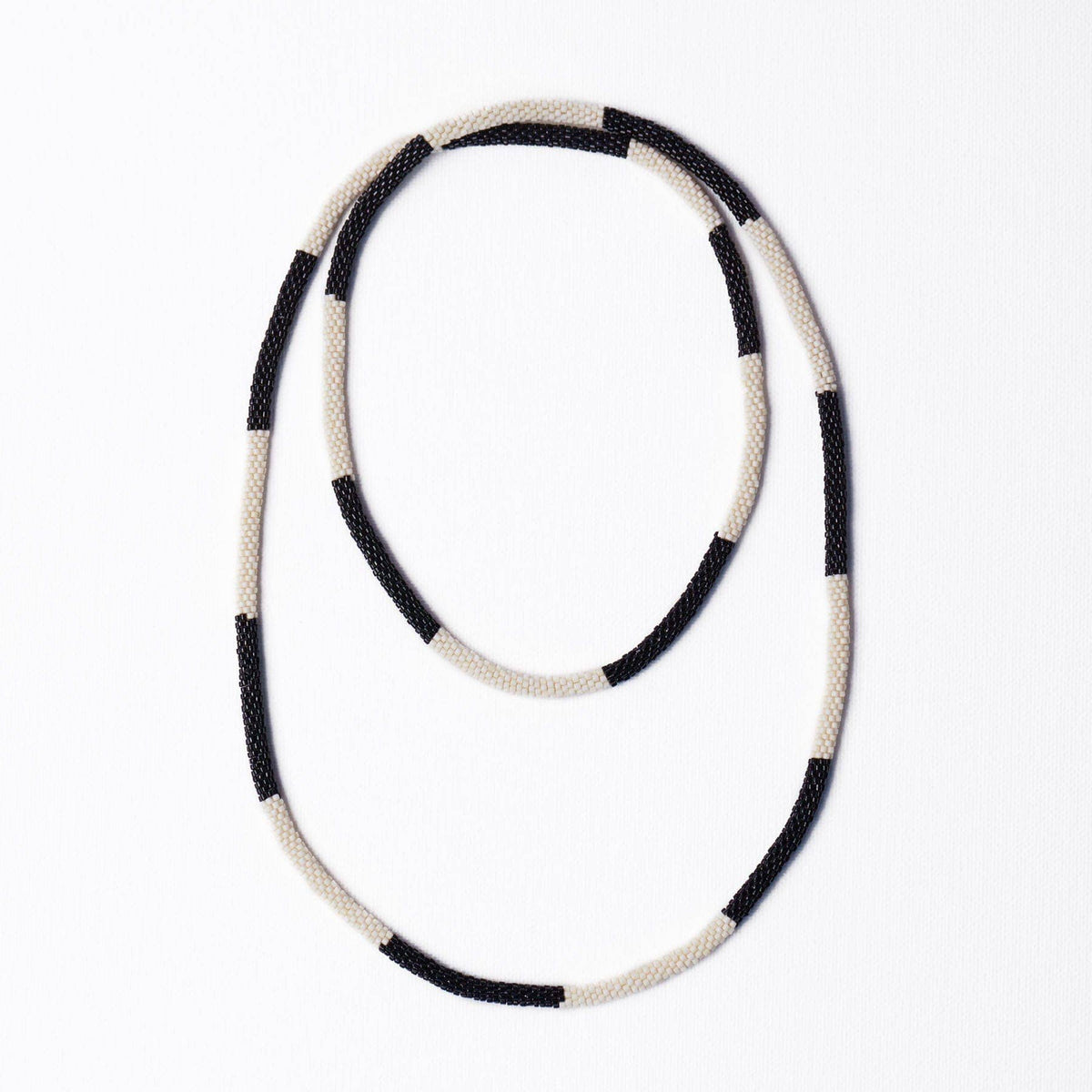 Allie Seed Bead Long Necklace Black + White Wholesale