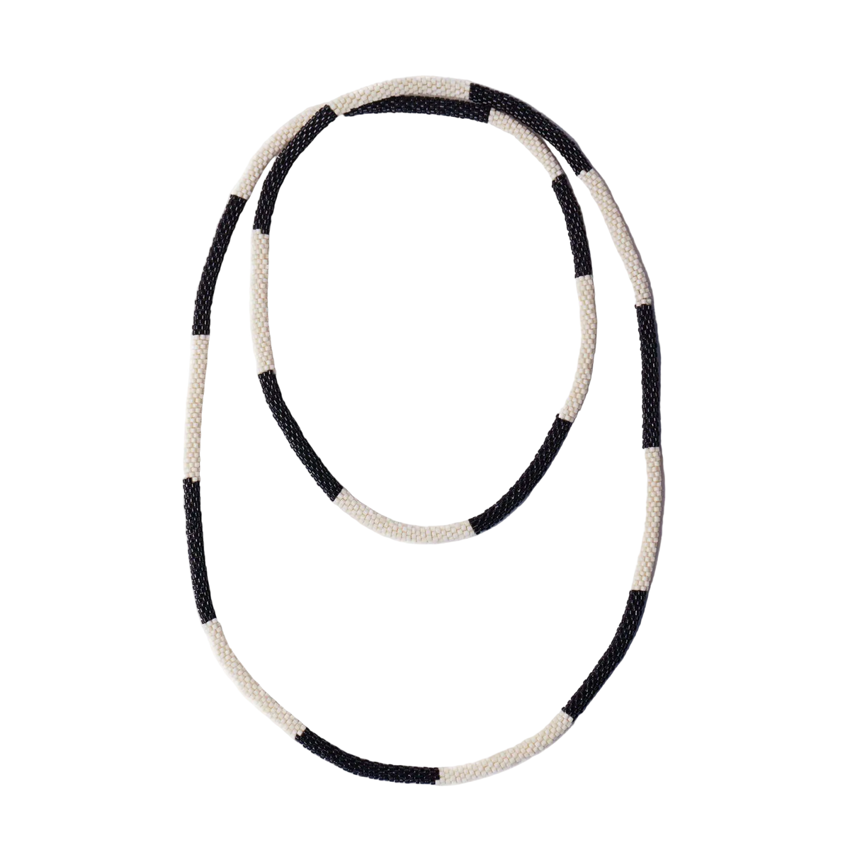 Allie Seed Bead Long Necklace Black + White Wholesale