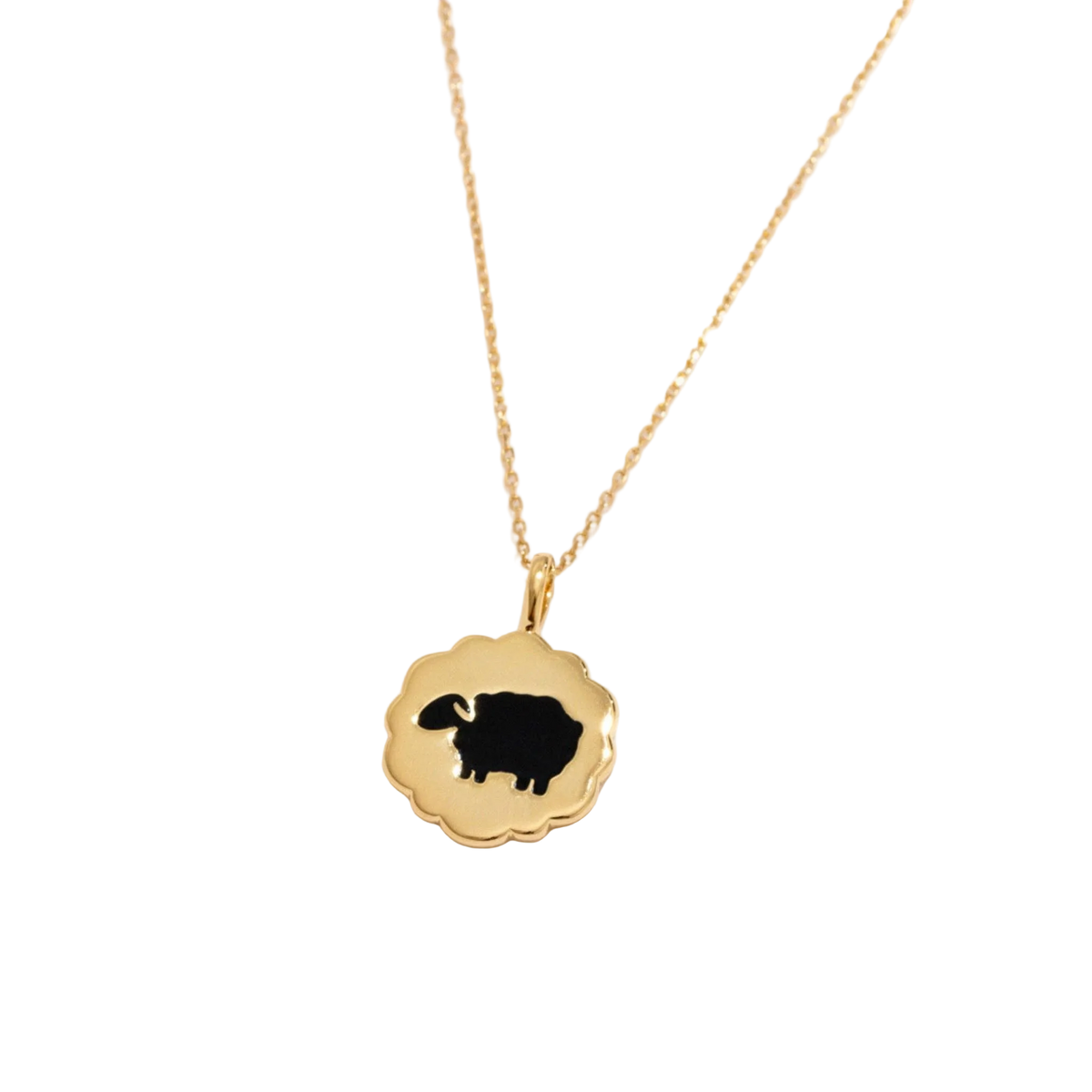 14K Gold Plate Black Sheep Pendant Necklace