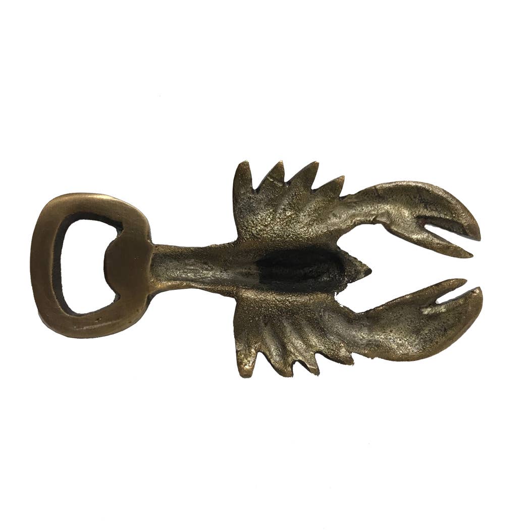 4&quot; Antiqued Brass Lobster Bottle Opener