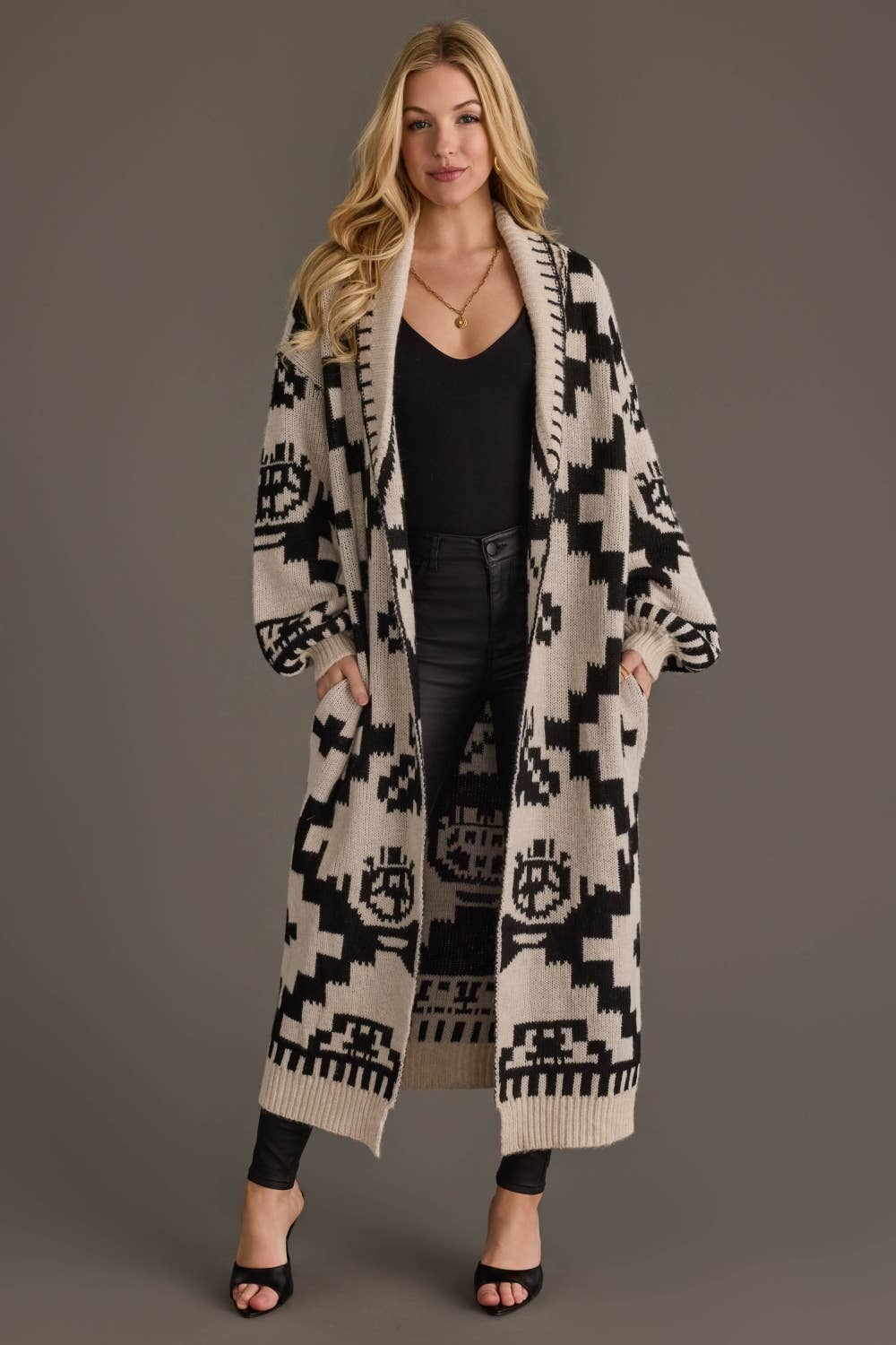 Cream &amp; Black Western Cardigan