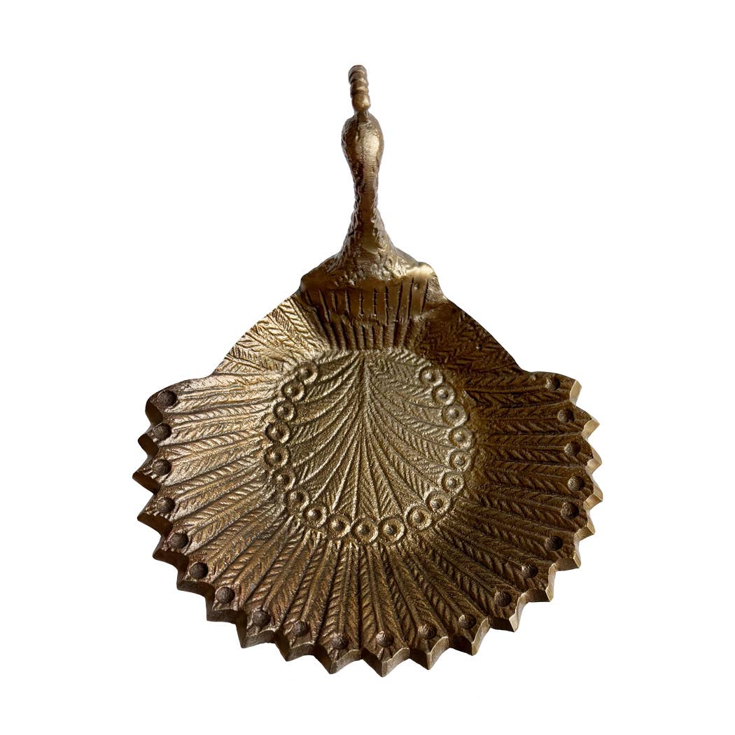6-3/4&quot; Brass Vintage Peacock Change | Jewelry | Trinket Tray
