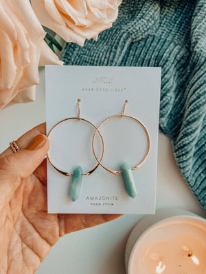 Hoops - Amazonite - Gold Earrings