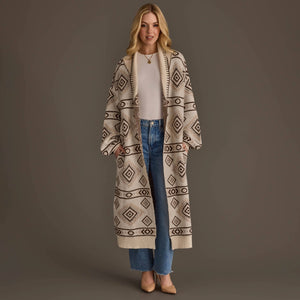 Cream & Brown Western Cardigan
