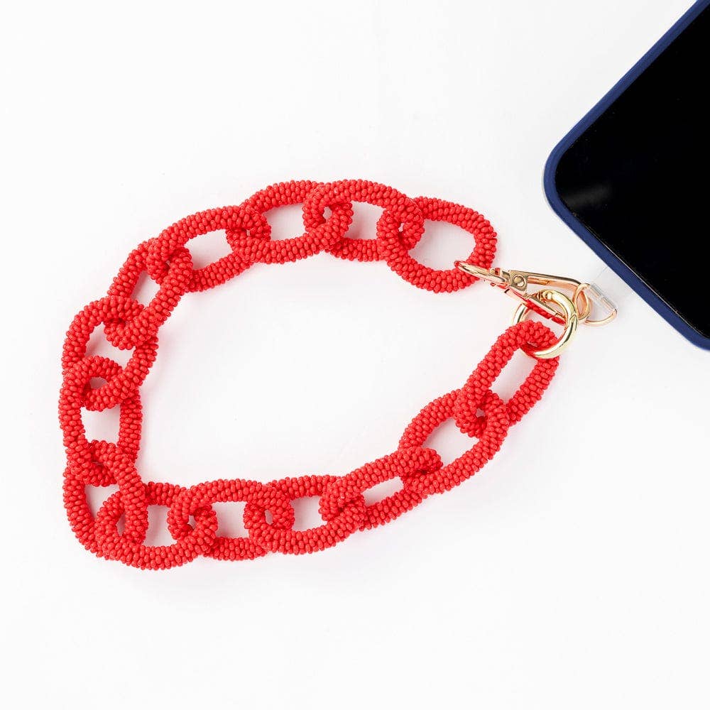 Celine Beaded Chain Link Bag &amp; Phone Accessory Poppy