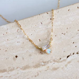 Mini CZ Opal Necklace - Gold Filled 