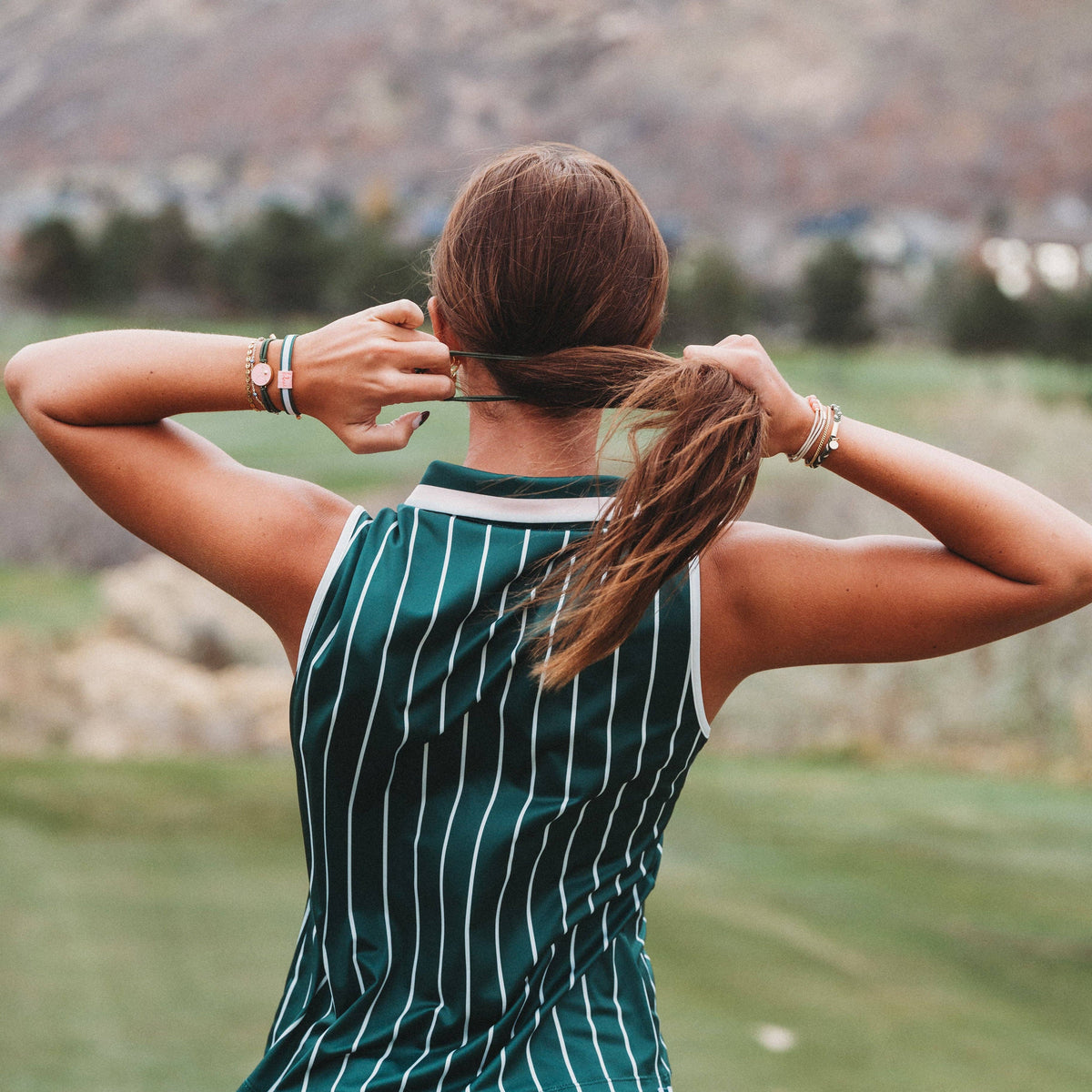 K'lani "Tee Time" Green and Pink Hair Tie Bracelets with Removable Ball Marker