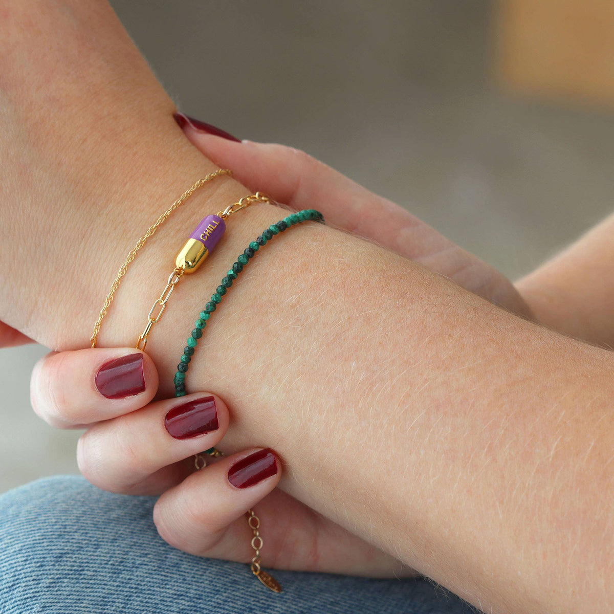 Chill Pill Charm Bracelet 18K Gold Vermeil