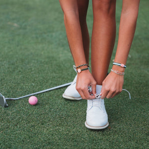 K'lani "Tee Time" Green and Pink Hair Tie Bracelets with Removable Ball Marker