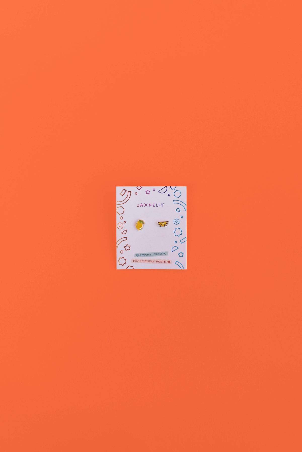 Lemon Enamel Flat Back Kids Earrings