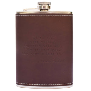 Ronnie Corbett Quote Leather Flask