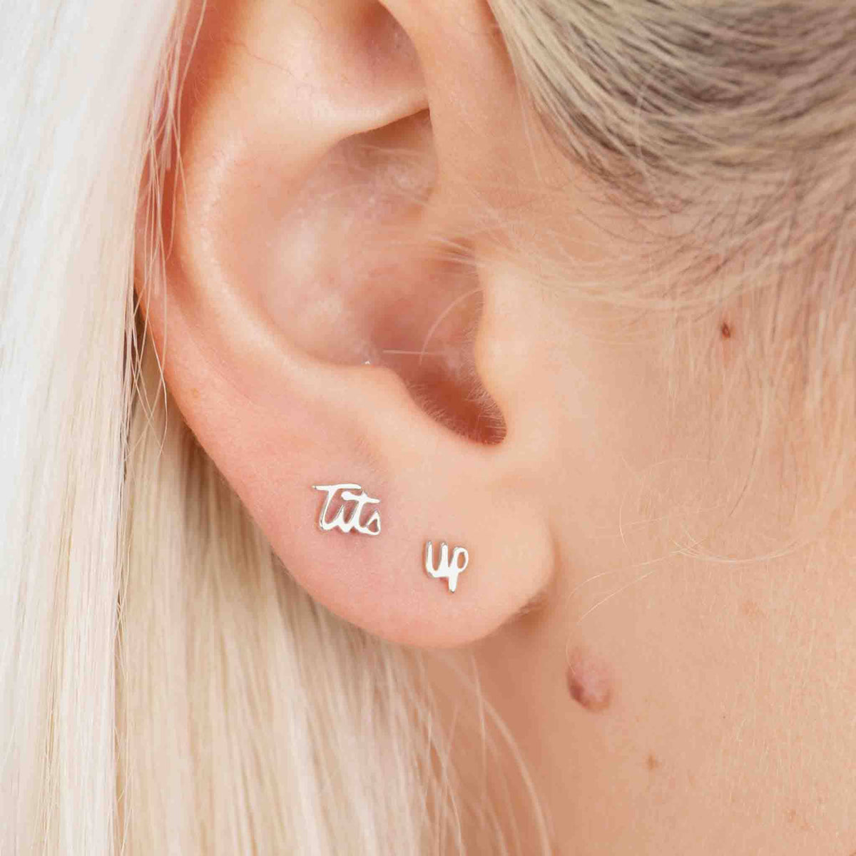 Tits Up Stud Earrings - 14K Gold Plate or Sterling Silver