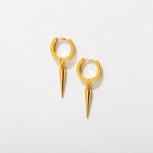 Spike Drop Huggie Hoops - 18K Gold Plated or Sterling Silver
