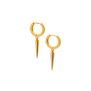 Spike Drop Huggie Hoops - 18K Gold Plated or Sterling Silver
