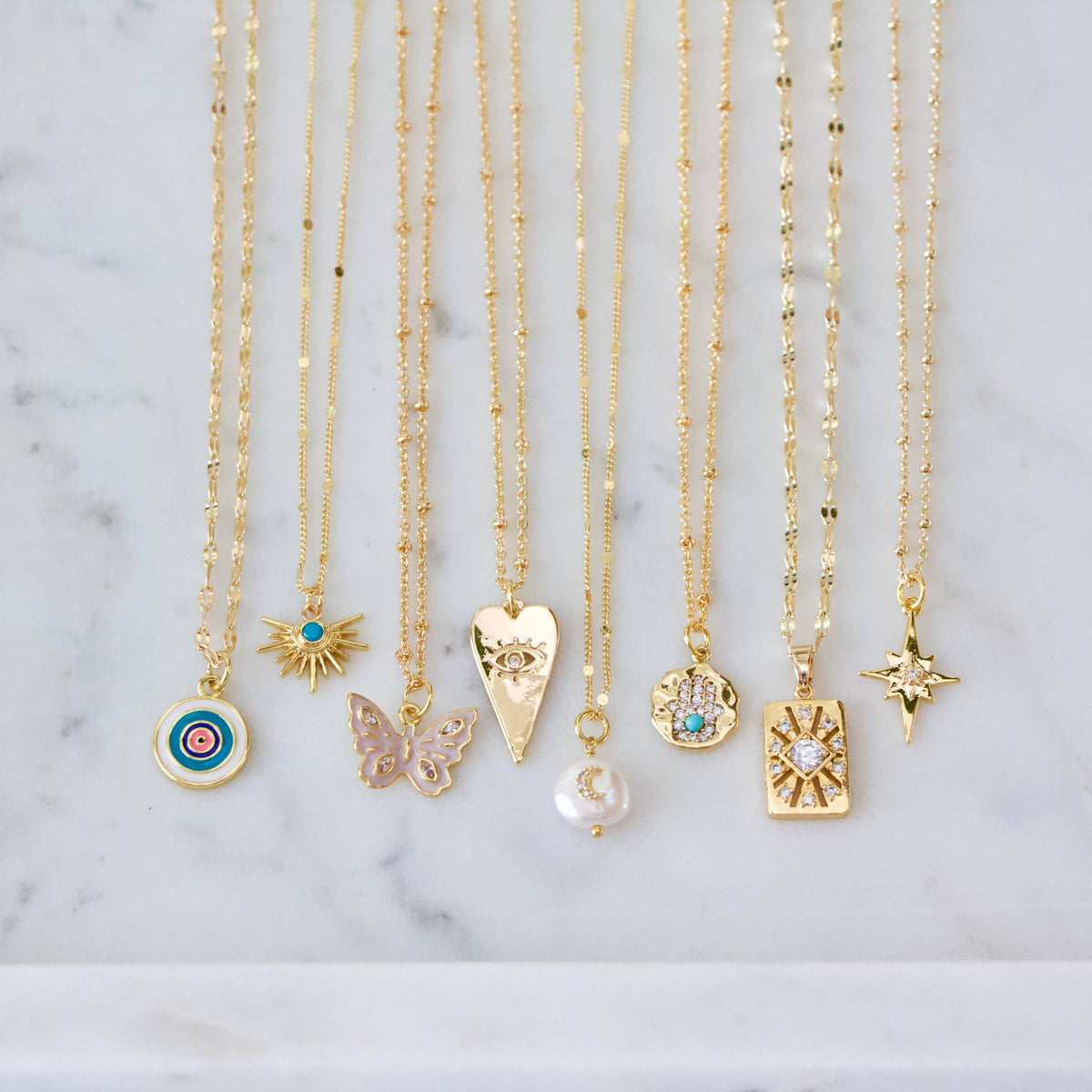 CZ or Turquoise Starburst Necklace