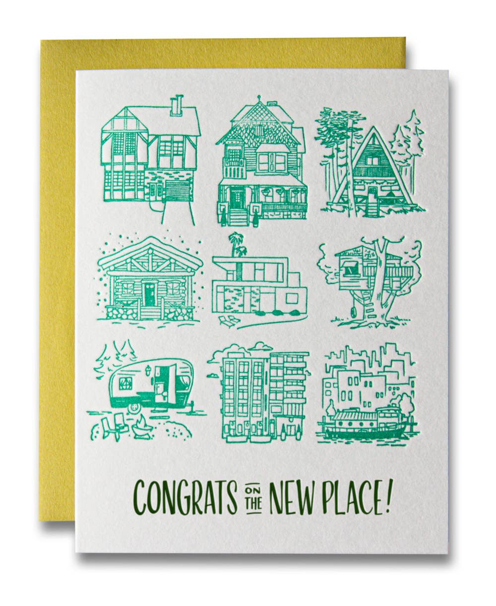 Congrats on the New Place, New Home Letterpress Card 