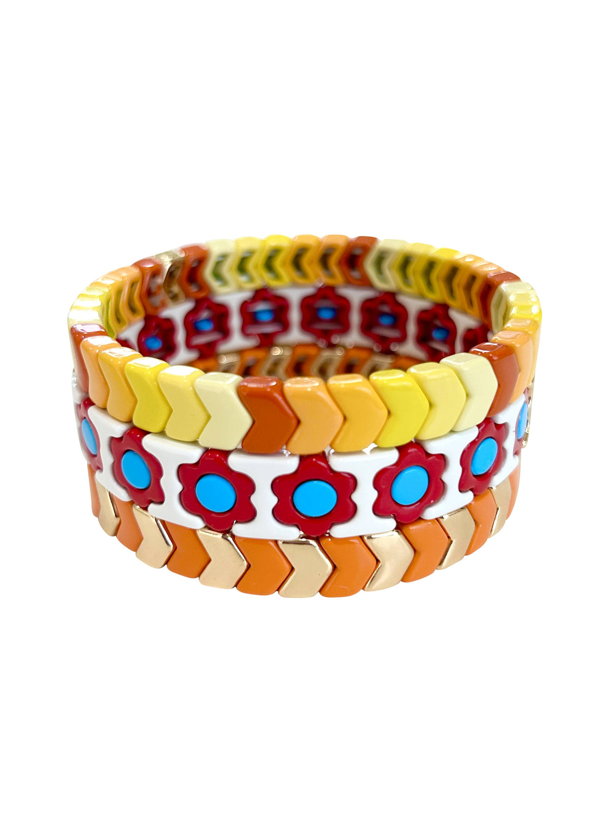 Magnolia Orange Mix Beaded Bracelet Set