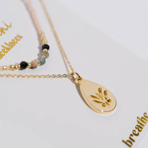 K'lani "Breathe" Gold Lotus Necklace Set