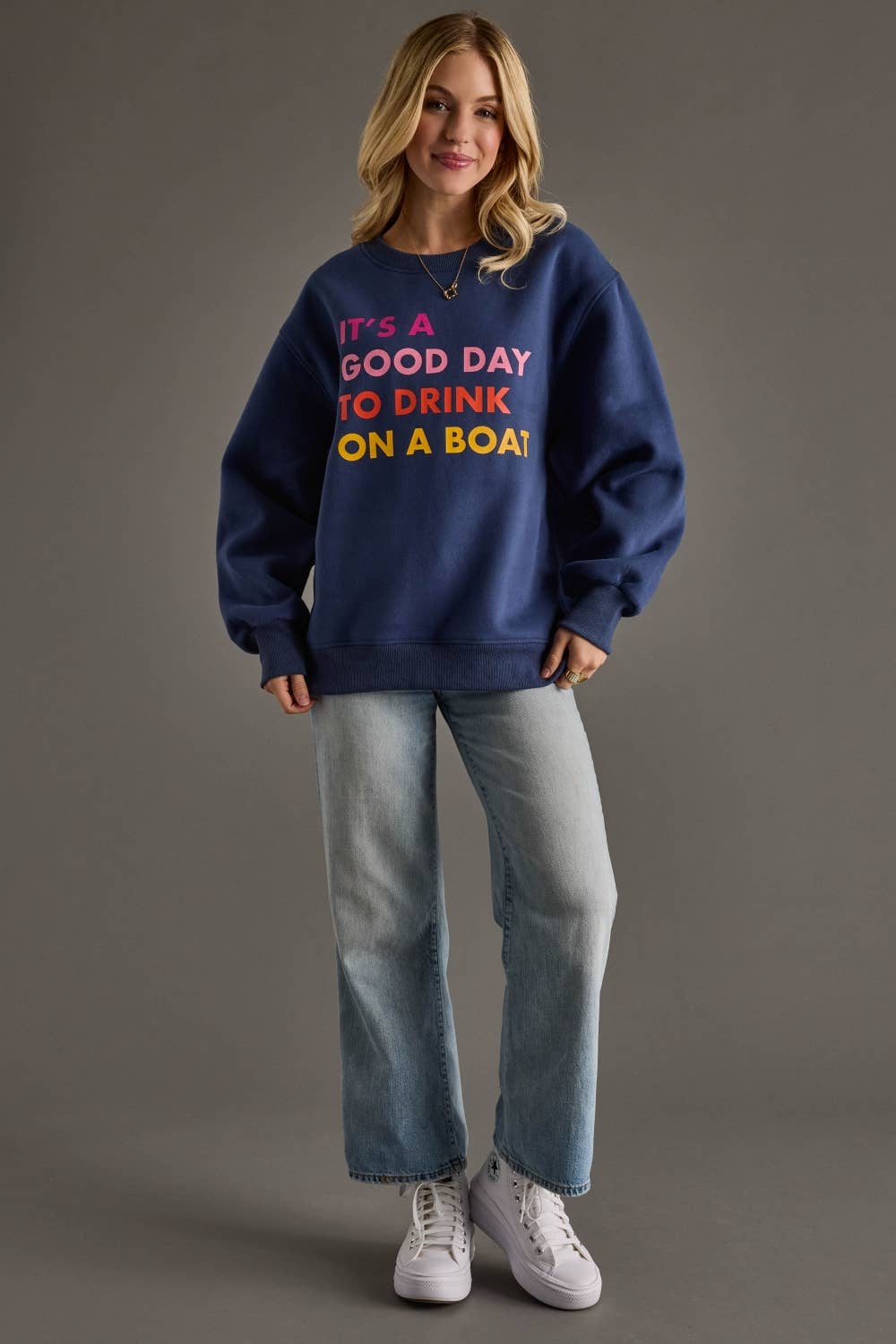 Dark Blue Drink On A Boat Sweatshirt