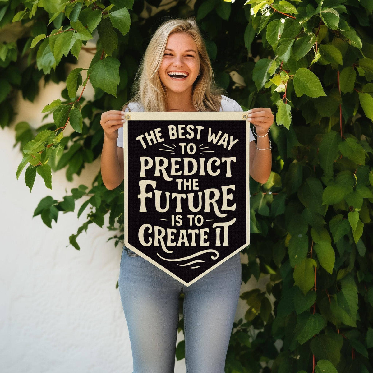 The Best Way To Predict The Future... Felt Camp Flag