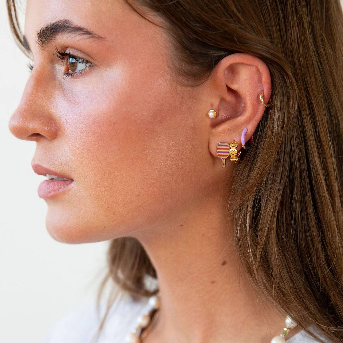 Two Tone Reversible Enamel Huggie Hoop Earrings