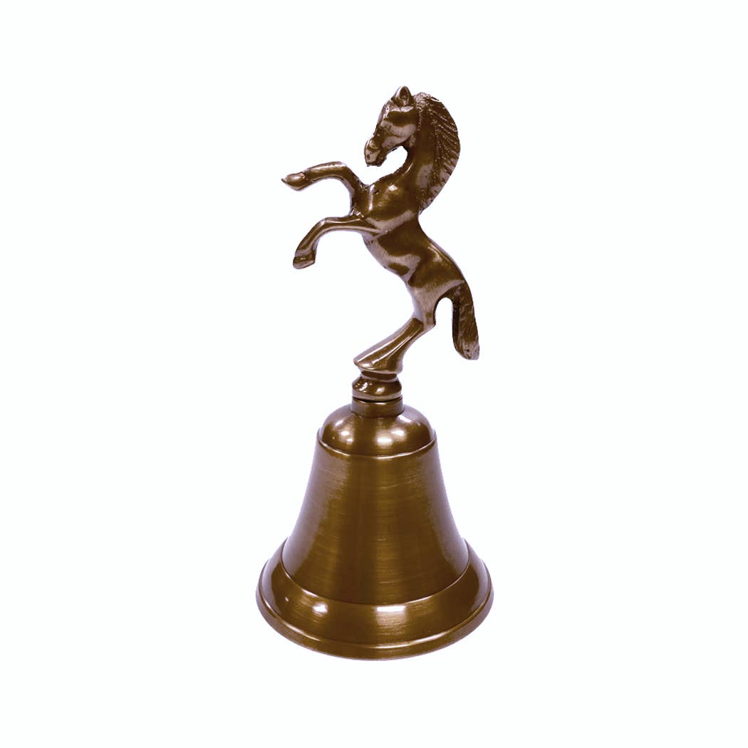 5&quot; Antiqued Brass Horse Bell - Antique Vintage Style