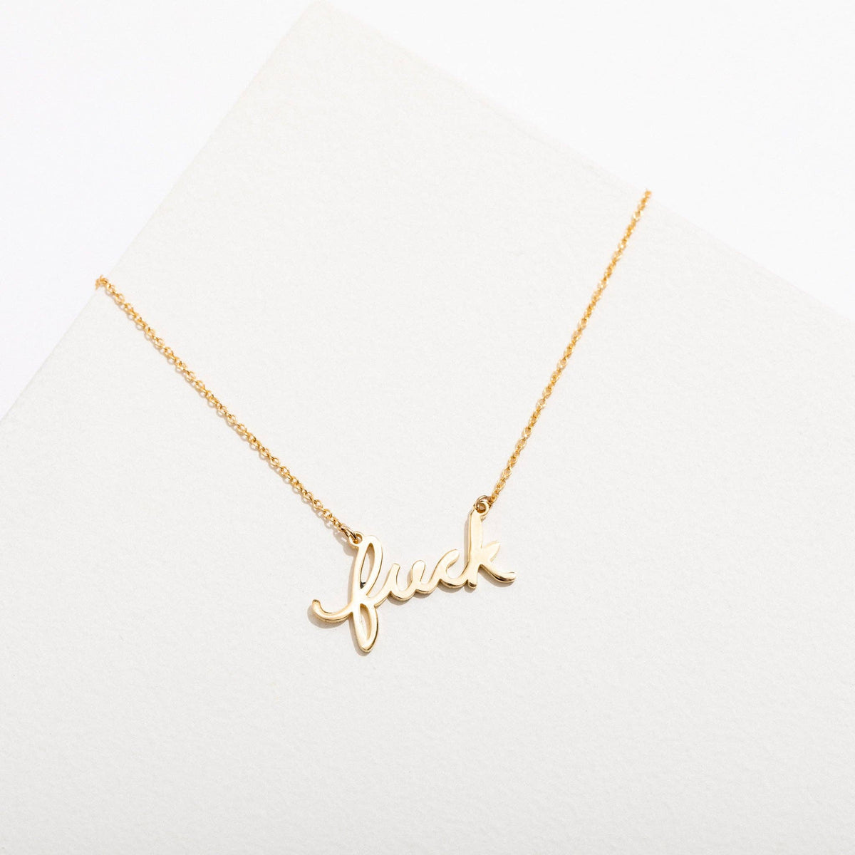 Fuck Script Necklace - 14K Gold Plated or Sterling Silver