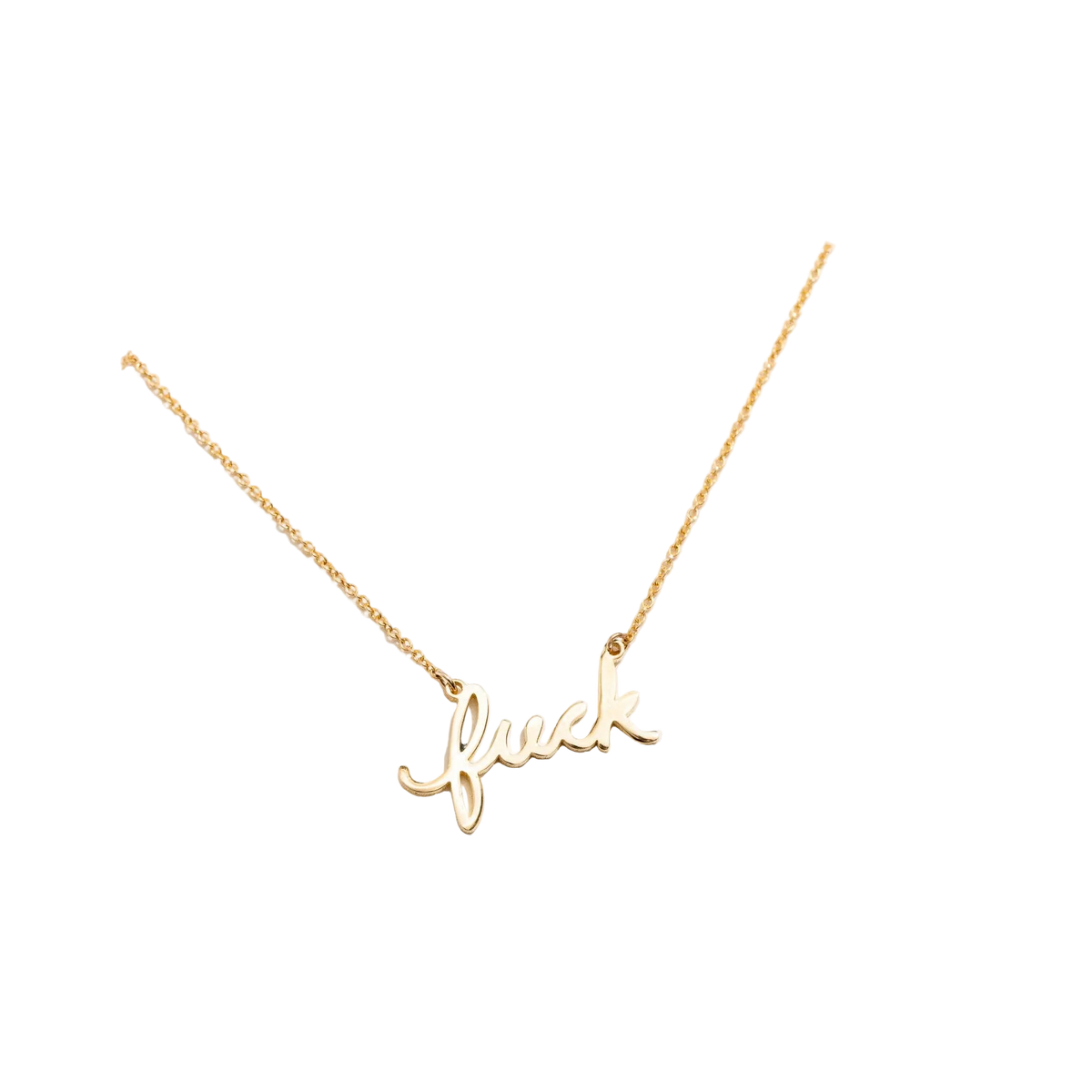 Fuck Script Necklace - 14K Gold Plated or Sterling Silver