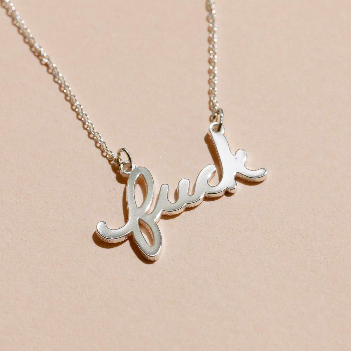Fuck Script Necklace - 14K Gold Plated or Sterling Silver
