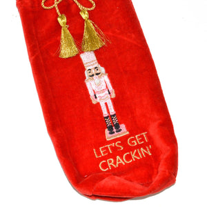 Nutcracker Embroidered Red Wine Bag