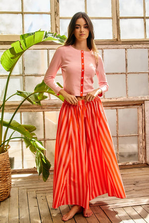 Striped Voluminous Gaucho Pants