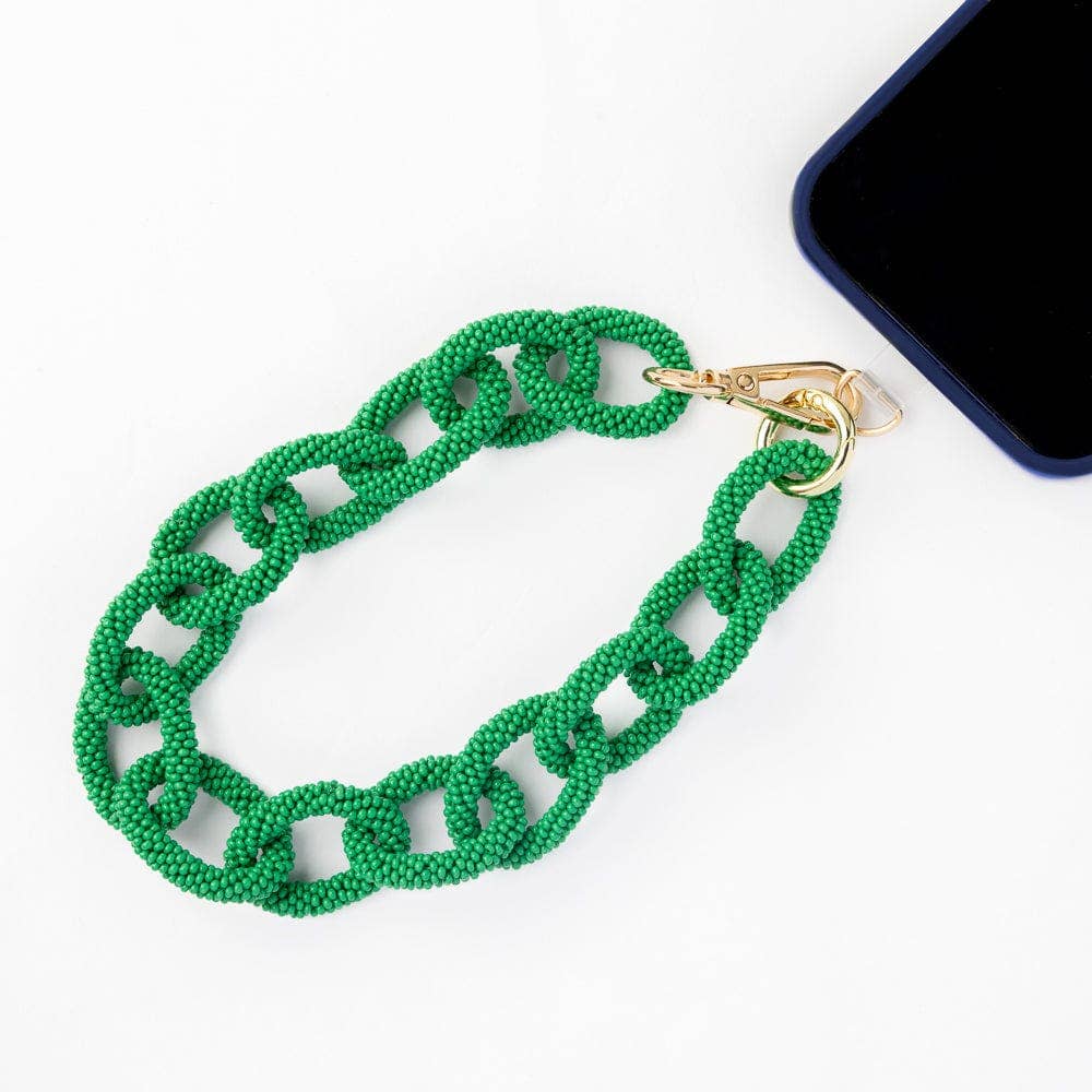 Celine Beaded Chain Link Bag &amp; Phone Accessory Green