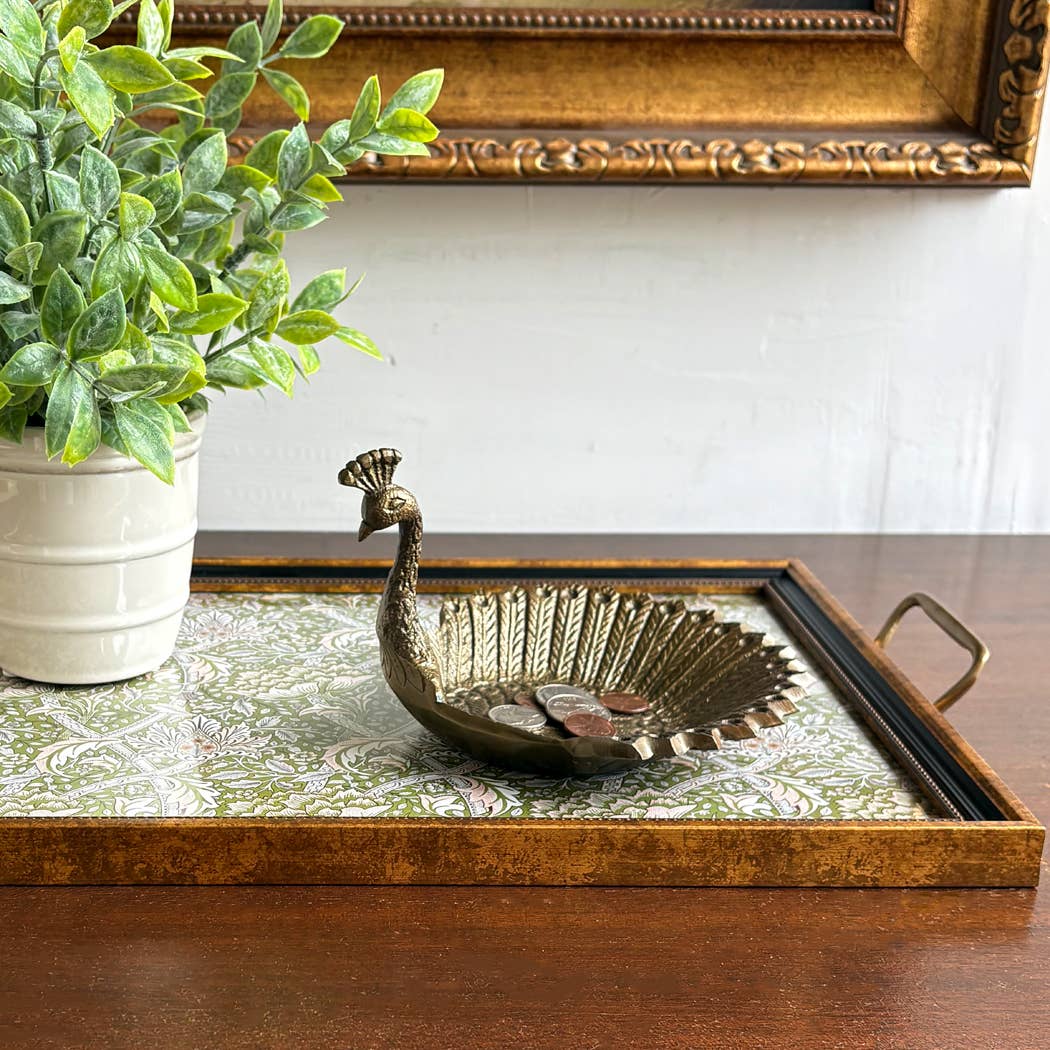6-3/4&quot; Brass Vintage Peacock Change | Jewelry | Trinket Tray