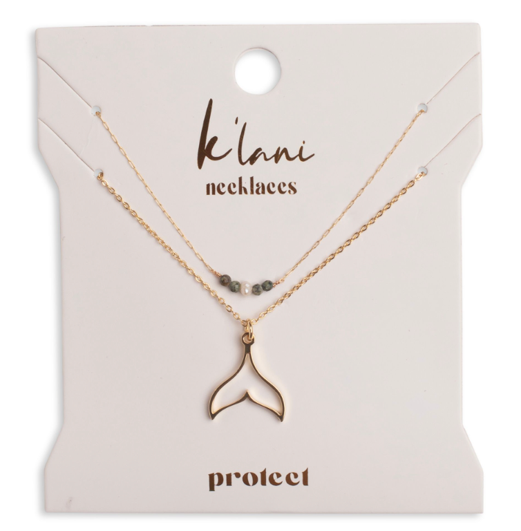 K'lani "Protect" Gold Whale Tail Necklace Set
