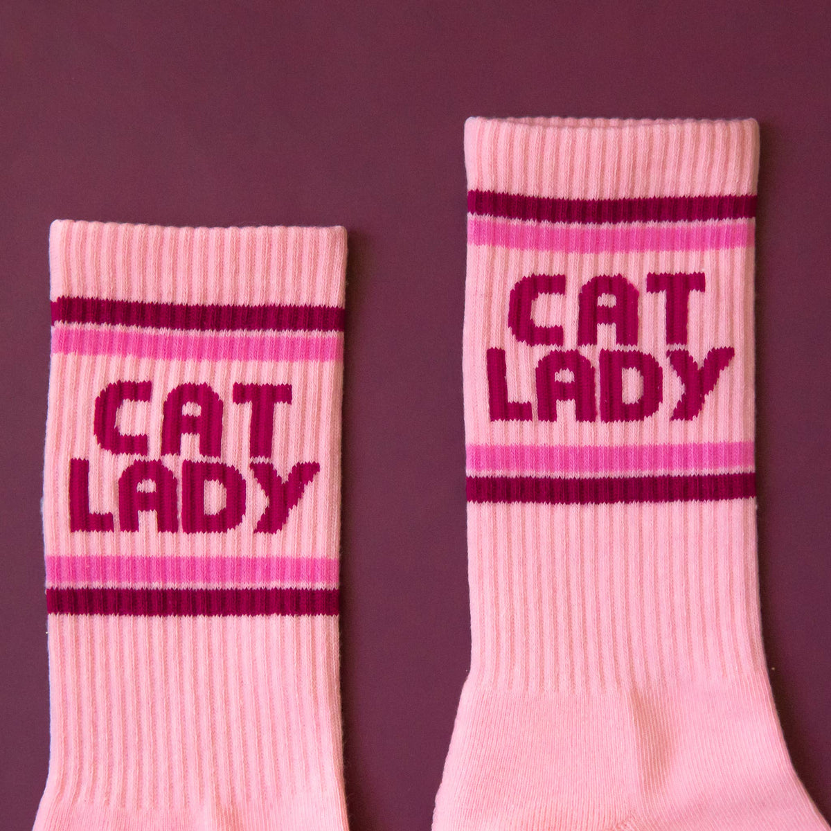 Cat Lady Striped Ribbed Crew Socksg