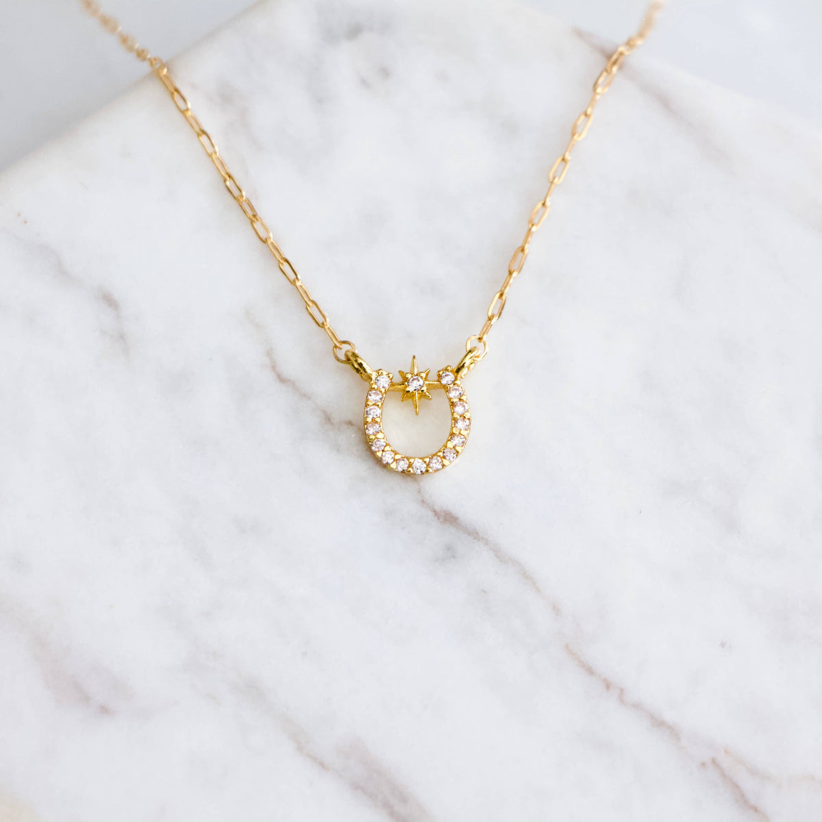 Zircon Lucky Horseshoe Necklace