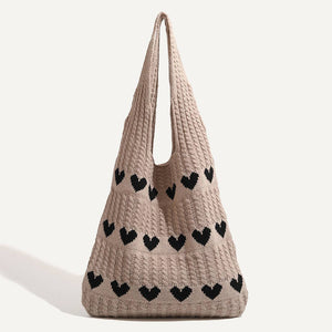 Love heart Crochet Tote Bag Hand-Woven shoulder Bag