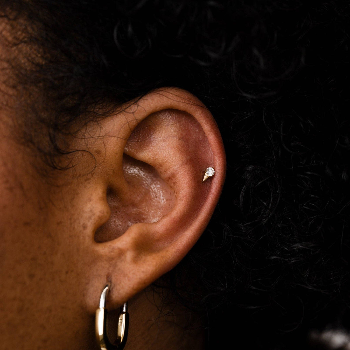 14k Gold Plated Spike CZ Flat Back Studs