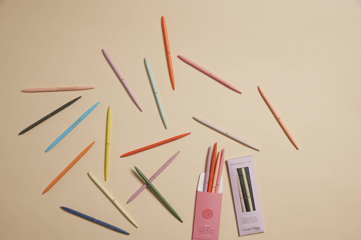 TWISTY SLIM METAL PEN SET - SET OF 4 - CELESTIAL