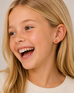 Cherry Enamel Flat Back Kids Earrings
