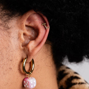 14k Gold Plate Feral Script Studs